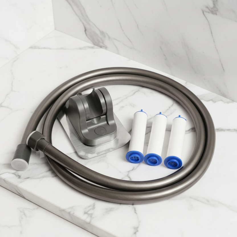 Pack Acessórios AquaPure: Suporte, Mangueira e 3 Filtros