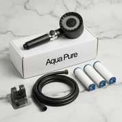 AquaPure Full Pack: Chuveiro, suporte, mangueira e 3 filtros