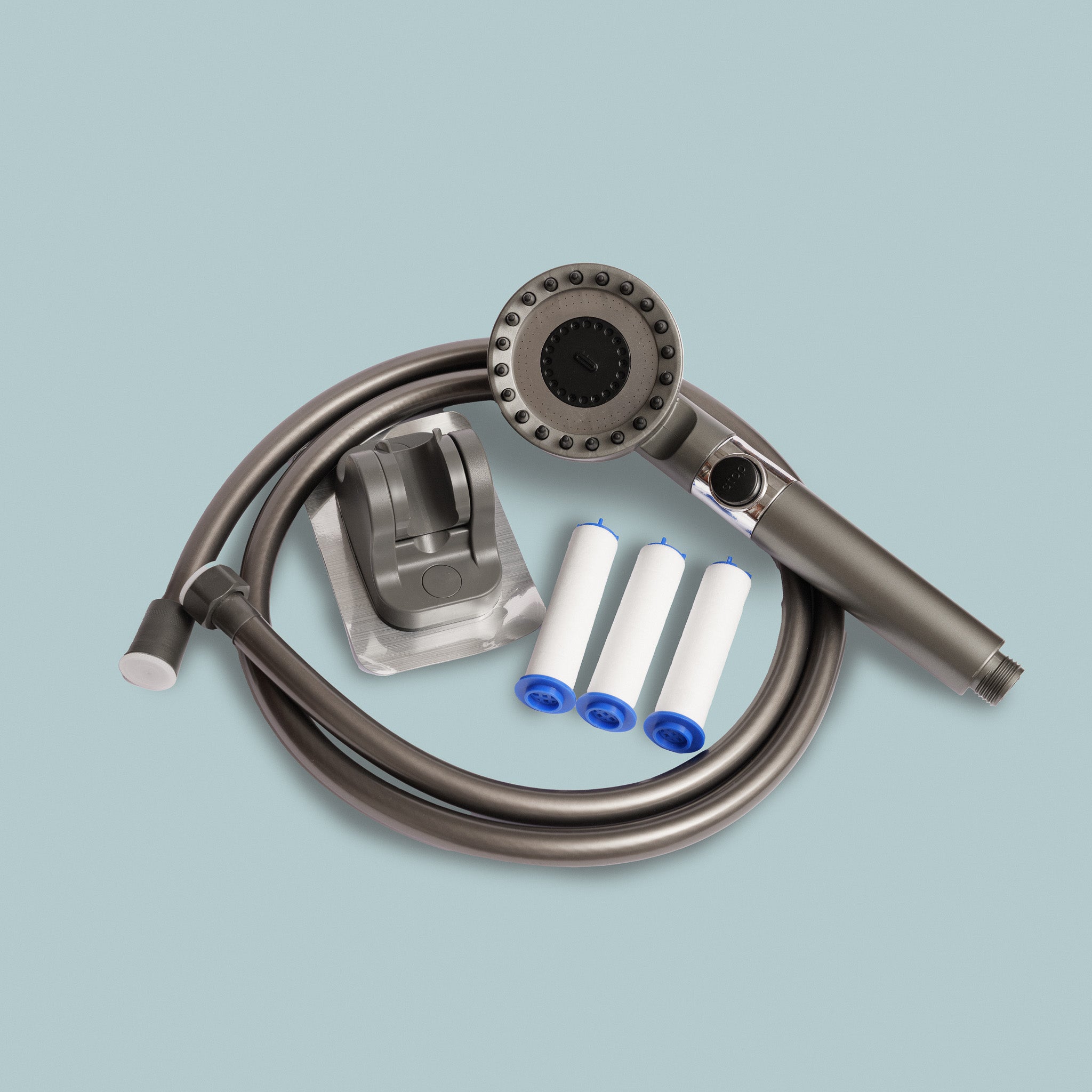 AquaPure Full Pack: Chuveiro, suporte, mangueira e 3 filtros